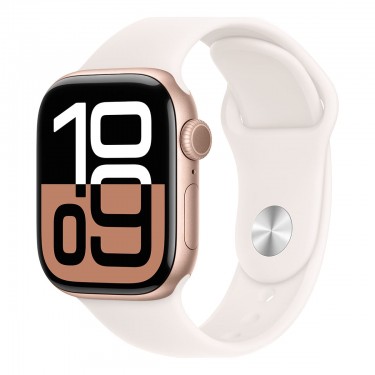 Apple Watch Series 10, 46 мм корпус из алюминия цвета «Rose Gold», ремешок Sport Band «Light Blush» фото