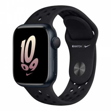 Apple Watch Nike Series 8, 41 мм корпус из алюминия цвета «тёмная ночь», спортивный ремешок Nike цвета «Black/Black»