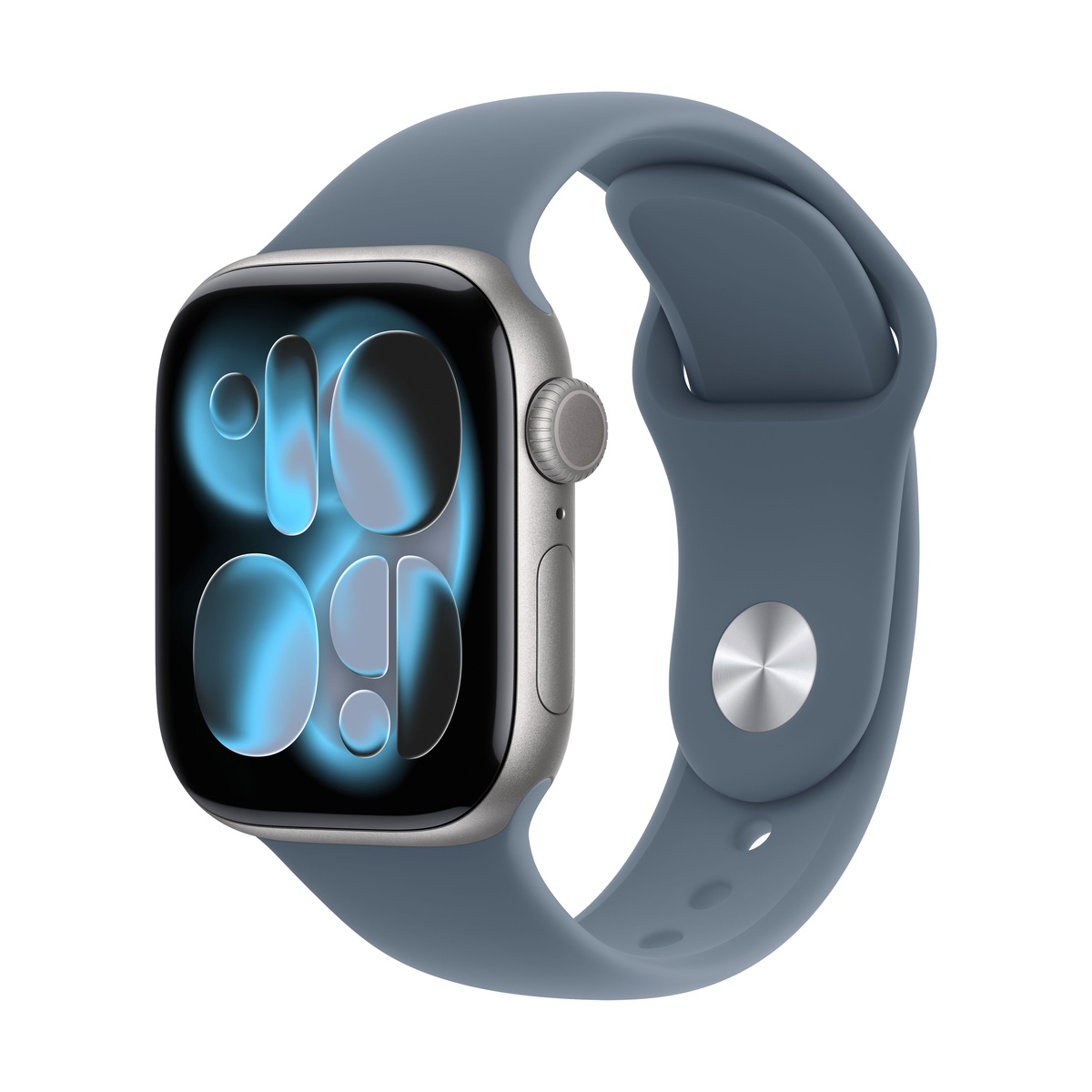 Apple Watch Series 11, 42 мм корпус из алюминия цвета «Space Gray», ремешок Sport Band цвета «Anchor Blue»