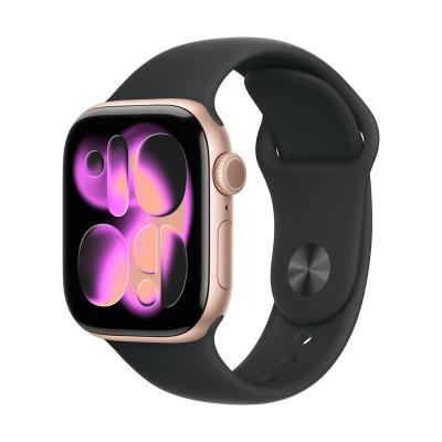 Apple Watch Series 11, 42 мм корпус из алюминия цвета «Rose Gold», ремешок Sport Band цвета «Black»
