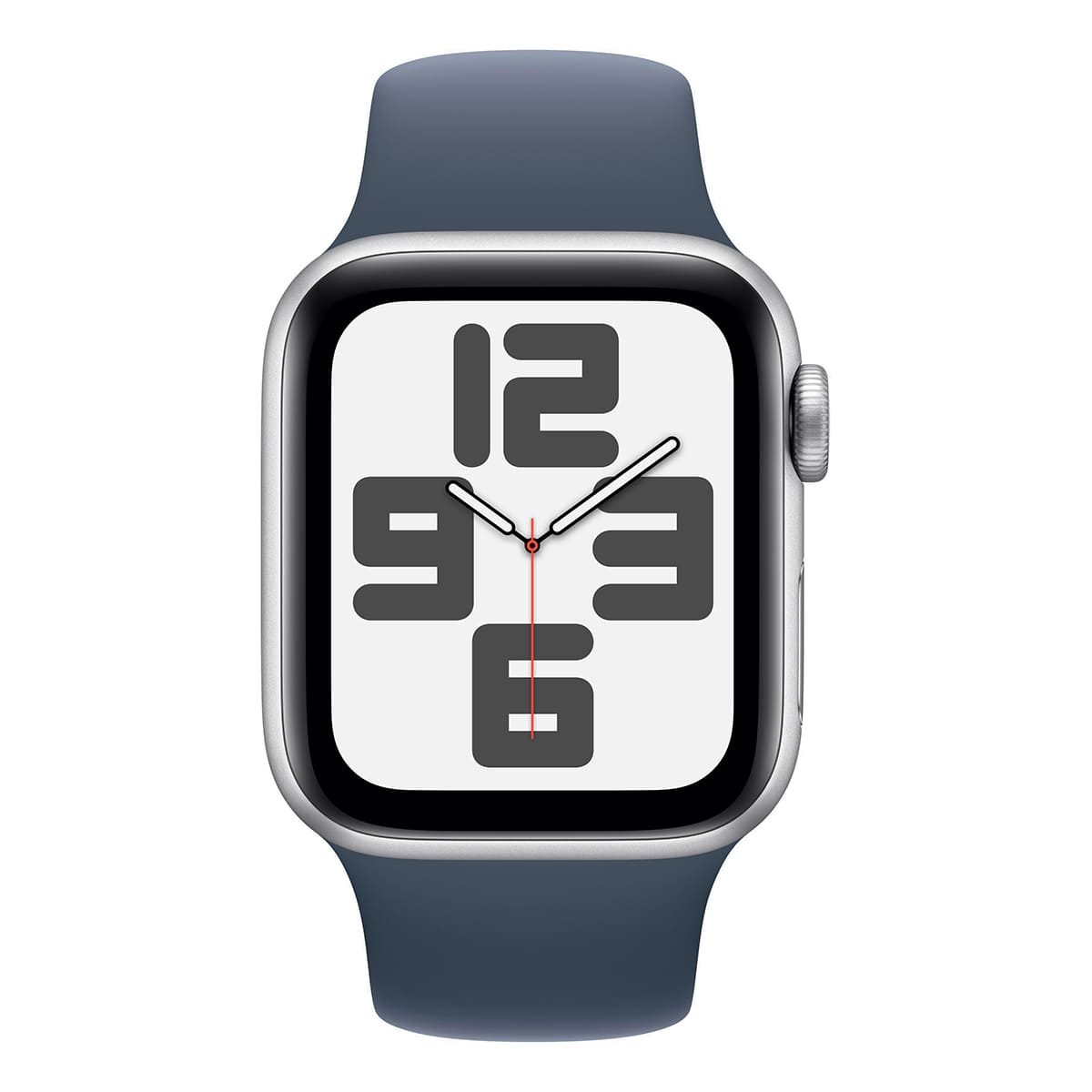 Apple Watch SE (2024), 44 мм корпус из алюминия цвета «Silver», спортивный ремешок «Storm Blue»