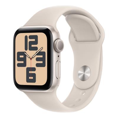 Apple Watch SE (2024), 40 мм корпус из алюминия цвета «Starlight», спортивный ремешок «Starlight»
