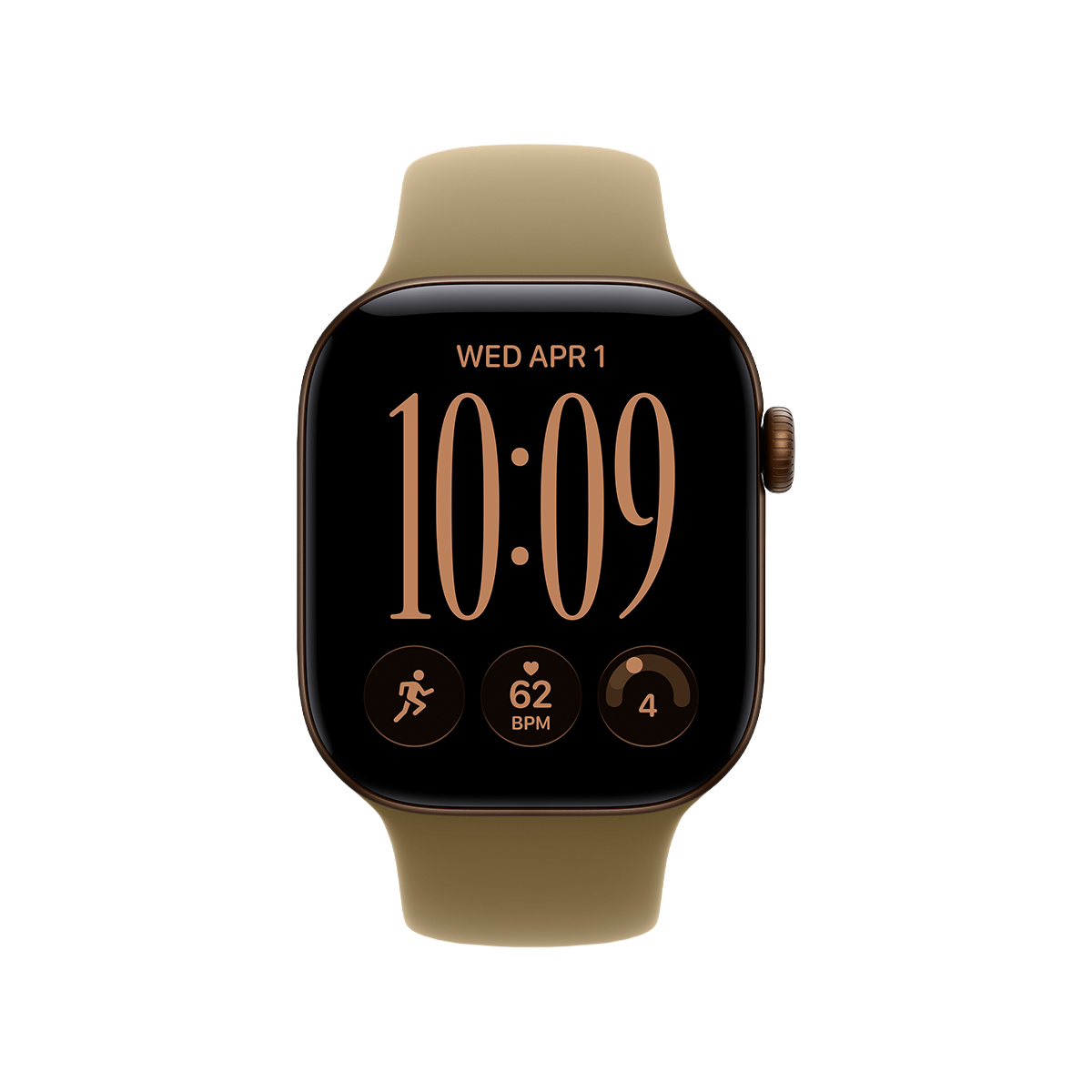 Apple Watch Series 12, 42 мм корпус из алюминия цвета «Dark Bronze», ремешок Sport Band размера S/M цвета «Olive»